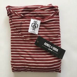 Dolman tunic Marsala ivory stripe